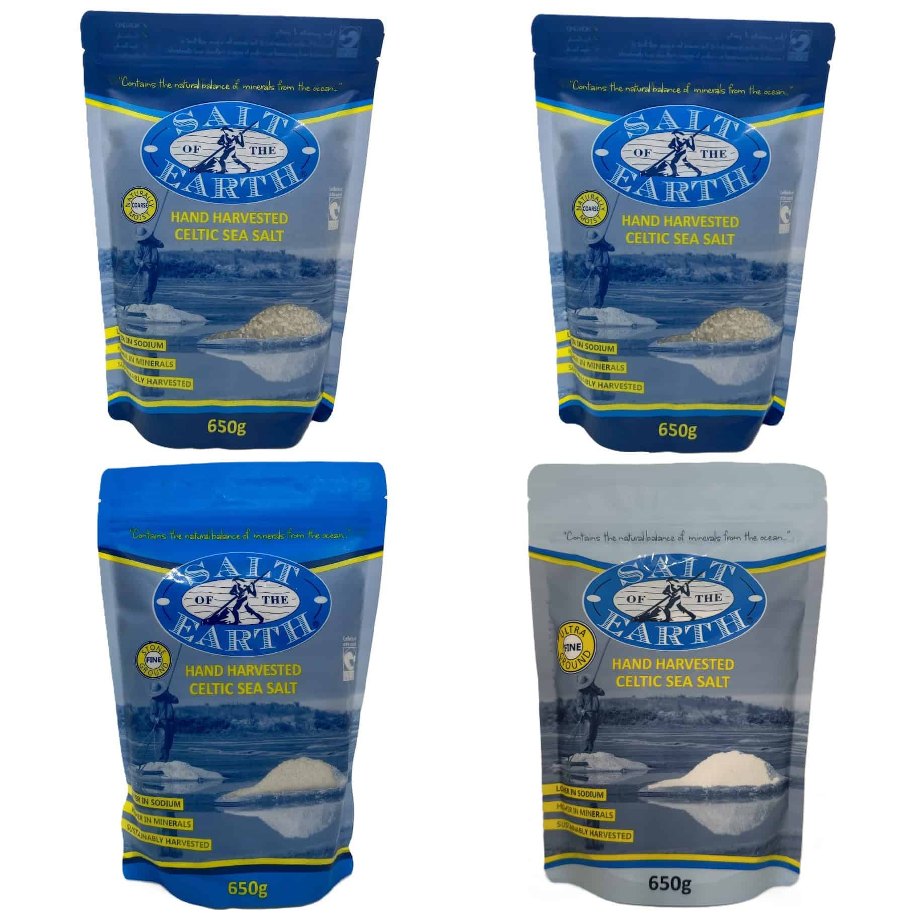 650g Bag Variety Pack - 2 x Coarse, 1 x Fine, 1 x Ultra Fine - Salt of ...